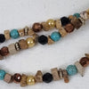 Brown and tan beaded necklace with gold accents, jewellery