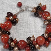 Carnelian, Smoky Quartz and freshwater pearl beaded Silver