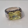 Womens Lemon CZ Sterling Silver Ring Silver