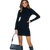 Polly Black Ribbed Sweater Mini Dress | Long Sleeve Turtleneck Bodycon | Size S/M