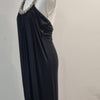 Kitty Kat Black Maxi Dress with Silver Beaded Neckline Size 8 AU