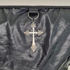 Romwe Black Faux Leather Corset Tube Top with Cross Pendant – Size XL