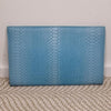 Colette Aqua Blue Snakeskin Clutch with Gold Bar Detail