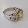 Womens Lemon CZ Sterling Silver Ring Silver