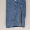 High-Waisted Denim Midi Skirt with Front Split Blue Size 8 AU