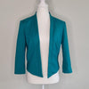 Jacqui E Teal Cropped Open Front Blazer Green Size 10