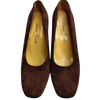 Linea Verde Suede Block Heels Brown AU8
