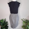 Portmans Grey Plaid & Black Pencil Skirt Dress 8 AU