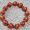Coral &amp; Sterling Silver Beaded Bracelet | Natural Gemstone