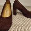 Linea Verde Suede Block Heels Brown AU8