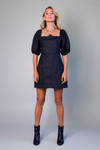 Verge Girl Black Linen Puff Sleeve Mini Dress Size 8 AU