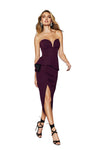 Sheike Strapless Peplum Midi Dress – Plum – Size 10