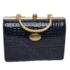 Arcad G. Versace Black Croc-Embossed Frame Bag Italy Spain