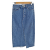 Seed Heritage Denim Midi Skirt Raw Hem Blue Size 6 AU