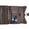 Guess Brown Embossed Croc Faux Leather Wallet Clutch Stud Detail Zip Buckle Closure