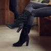 Trenery Black Suede Tassel Western-Style Boots | All Leather | Size EU 42 / AU 11