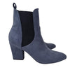 I Love Billy Blue Microsuede Ankle Boots Block Heel Pointed Toe Size 39 AU 8