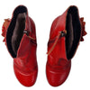 Red Leather Floral Western-Style Boho Ankle Boots – Size AU 8 / US 8 / EU 39 – Korean/Japanese Design