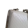 Forever New White Faux Snakeskin Clutch Bag with Rhinestone Clasp