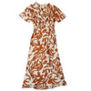 Billy J Sadie Midi Dress Tan/Cream Print Size 8 AU