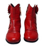 Red Leather Floral Western-Style Boho Ankle Boots – Size AU 8 / US 8 / EU 39 – Korean/Japanese Design