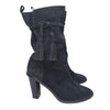 Trenery Black Suede Tassel Western-Style Boots | All Leather | Size EU 42 / AU 11