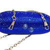 Miss Anne Royal Blue Rhinestone Evening Clutch Bag Gold Chain Strap