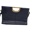 Giani Bernini Navy Blue Leather Shoulder Bag Gold Handle Crossbody Purse