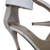 Wayne by Wayne Cooper Leather Nude White Snake Print Stiletto Heels Size 39 AU 8