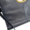 Giani Bernini Navy Blue Leather Shoulder Bag Gold Handle Crossbody Purse