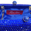 Miss Anne Royal Blue Rhinestone Evening Clutch Bag Gold Chain Strap