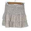 Luvalot Cream leopard print mini skirt with ruffle detail. Size 6 AU